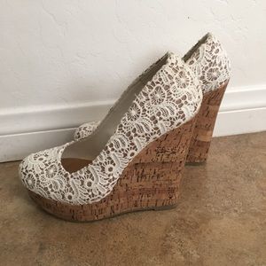 White Wedge Heel